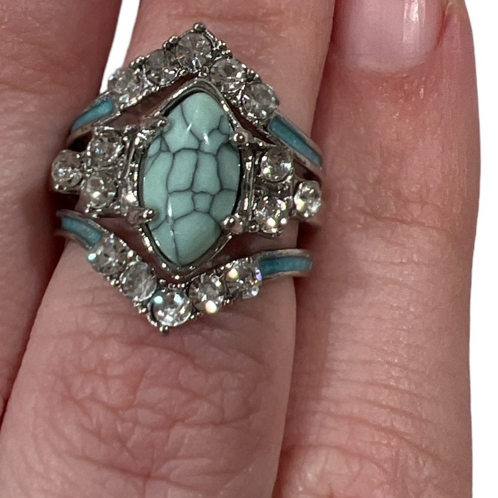 3pc Turquoise Stackable Woman’s Ring Set - image 5